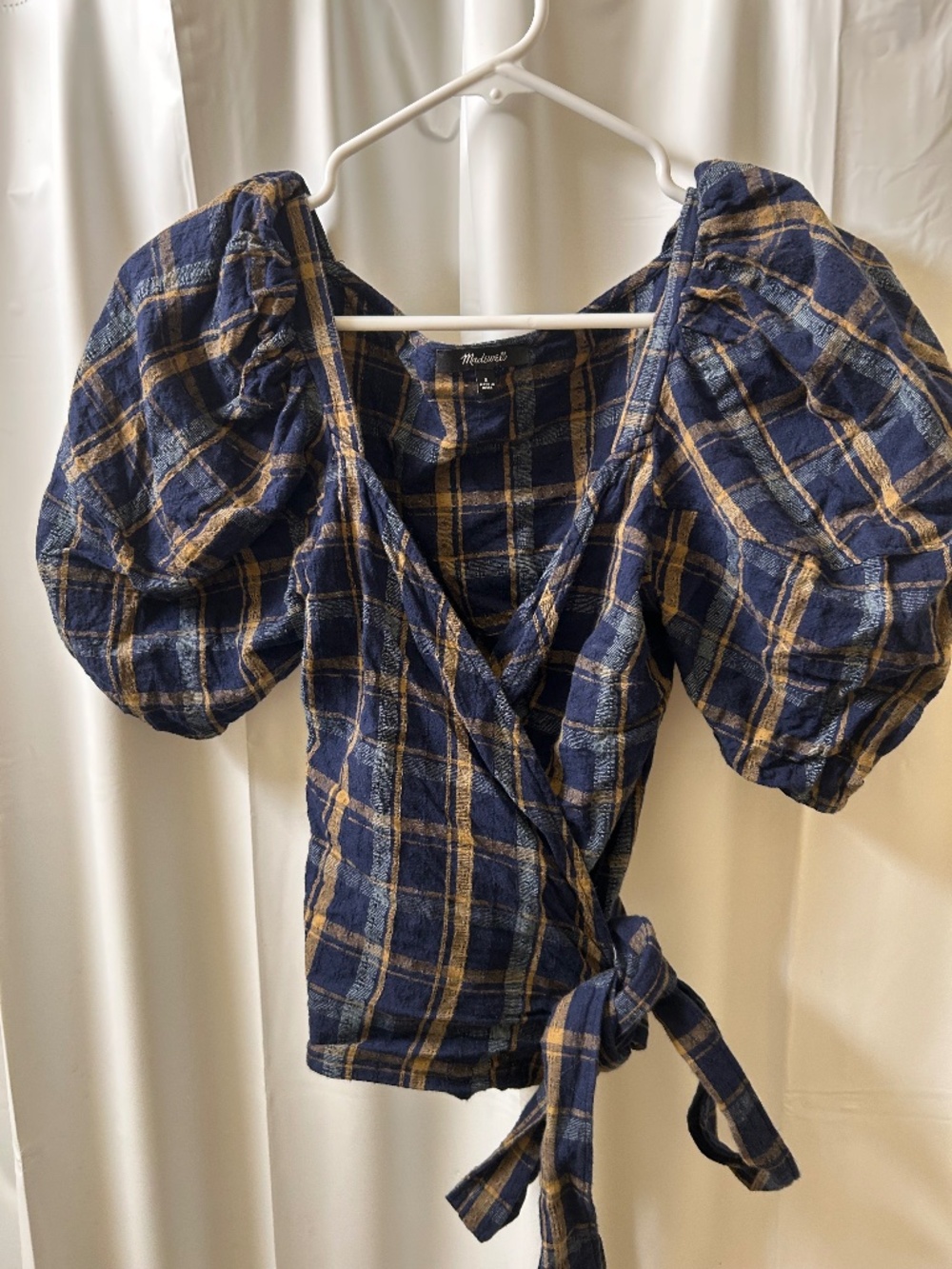Madewell Plaid Wrap Top
